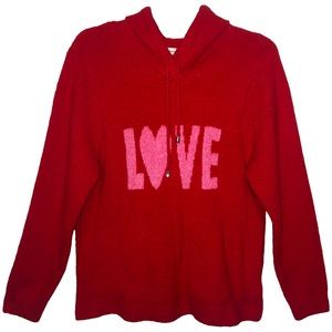 Cupcakes and Cashmere Hooded Red Sweater With Pink Heart Love Jrs.  XL